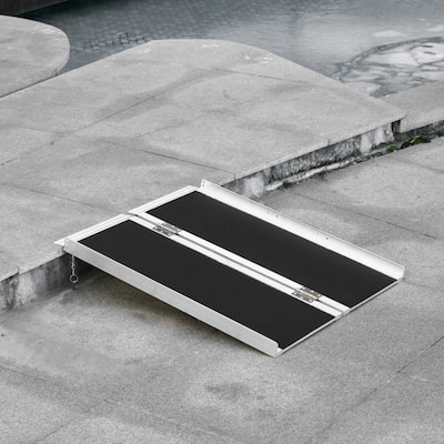 Wheelchair Ramp 3FT Folding Aluminum Threshold Ramp with Non-Slip Surface