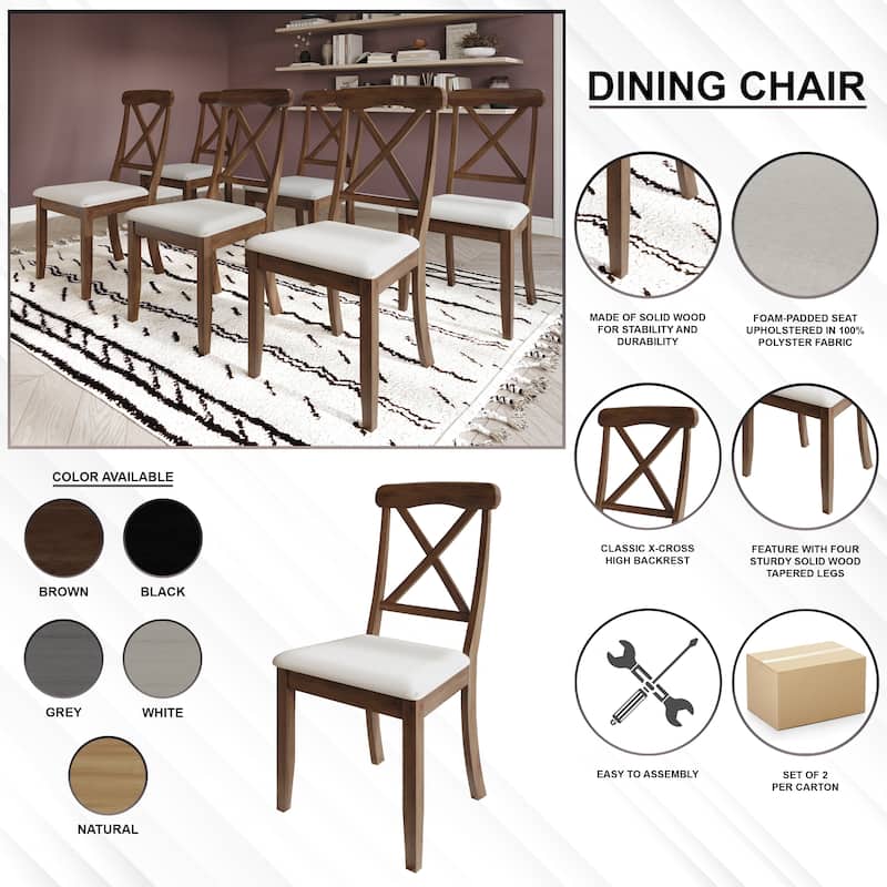 CraftPorch Farmhouse Style Wooden Dining Chairs (Set of 2) - N/A