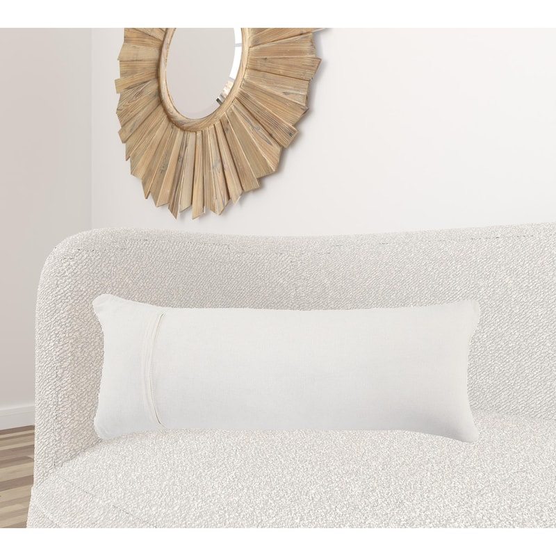 HomeRoots 14" X 36" White Red Blue Orange And Tan Polyester Geometric Zippered Pillow