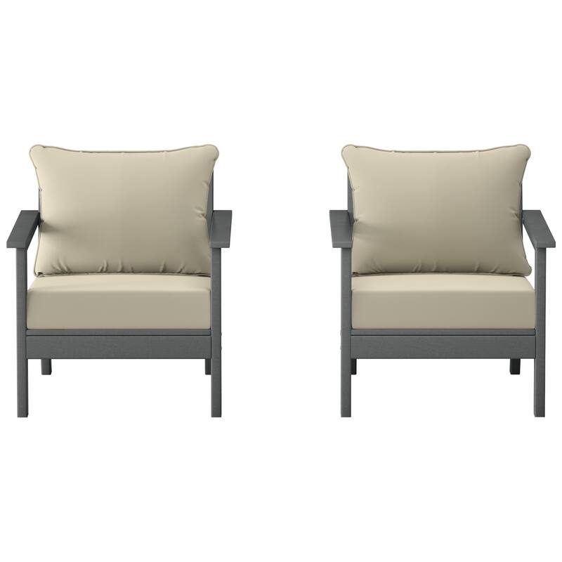 Birchwood All Weather HDPE Outdoor Patio Gray Deep Seating Conversation Set With Cushions (2-Piece)