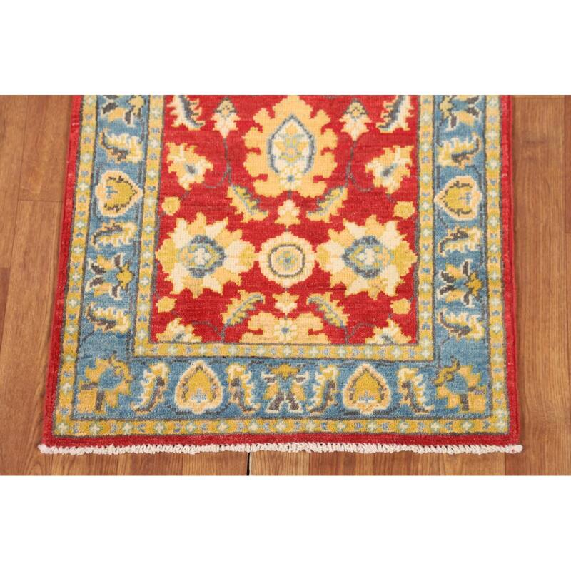 Red Oushak Runner Rug Hand-Knotted Wool Carpet - 2'0" x 5'11"