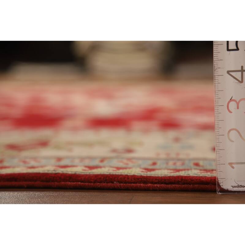 Hand Knotted Oriental 100% Wool Carpet Traditional Geometric Red Kazak Area Rug - 9' 3'' X 8' 5''
