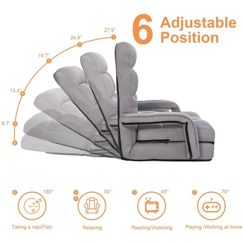 Adjustable 6-Position Floor Chair Folding Lazy Gaming Sofa,Indoor Chaise Lounge Sofa