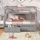 preview thumbnail 6 of 24, Twin Over Twin Bunk Bed Wood Bed Frame with 2 Storage Drawers and Ladder-Gray