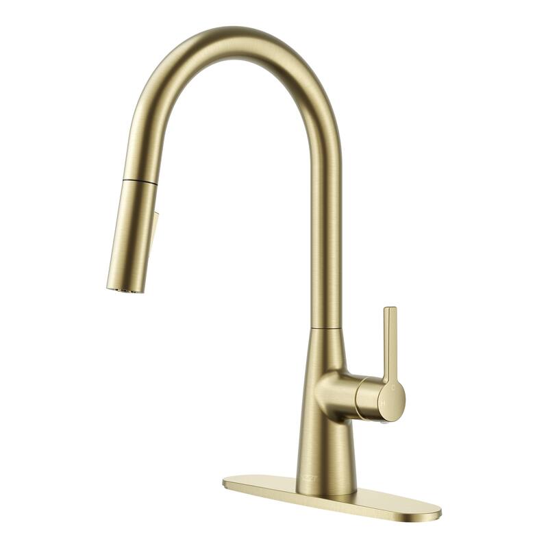 Modern Touchless Satin Brass Pull-Down Kitchen Faucet