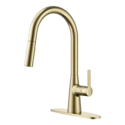 Modern Touchless Satin Brass Pull-Down Kitchen Faucet