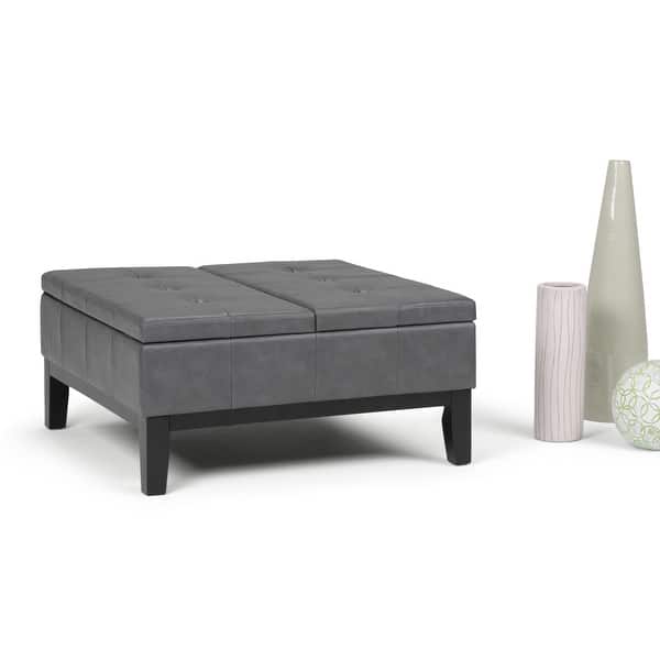 Wyndenhall Lancaster 36 In Faux Leather Square Table Ottoman Overstock 8361241