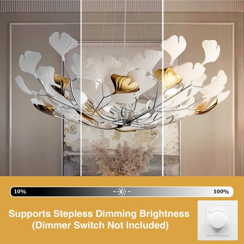 【コーウィン様用】FALLUJAH / Undying Light KAYLA Ceramic Ginkgo Leaf 8 -Light L40 Inch Chandelier - On Sale