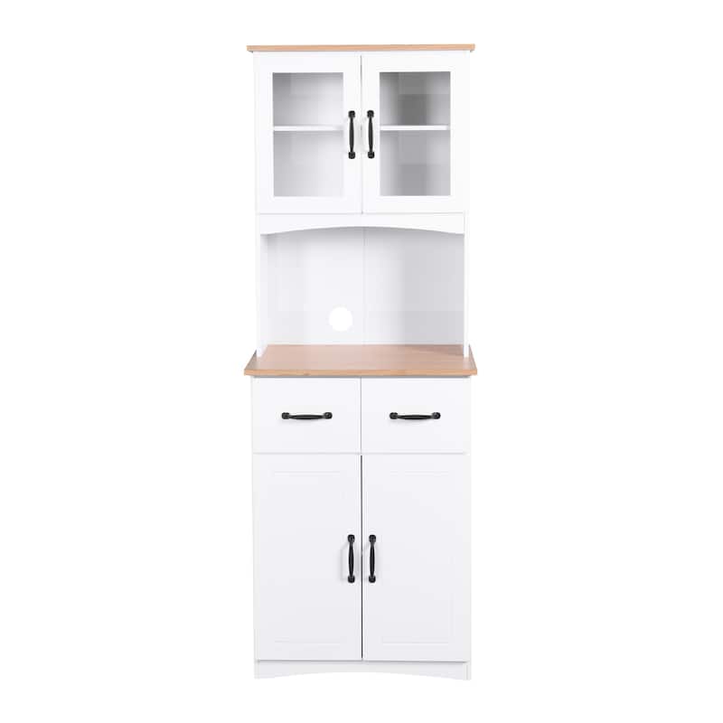 23.62" W Wooden Kitchen Pantry Cabinet with Drawers,Doors and Adjustable Shelves