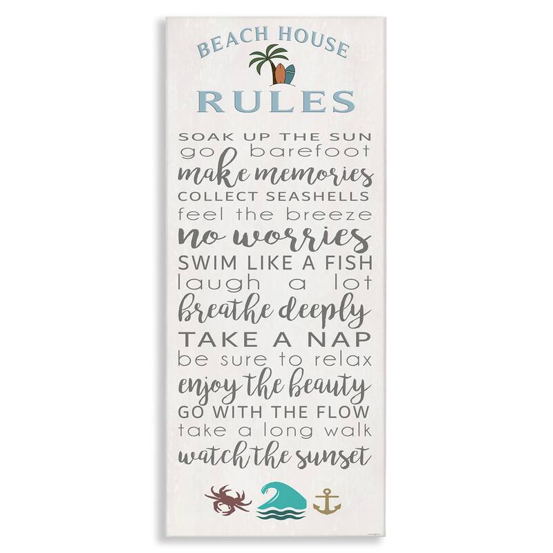 Stupell Fun Activities Beach House Rules Canvas Wall Art Design By Seven Trees Design - 20 x 48