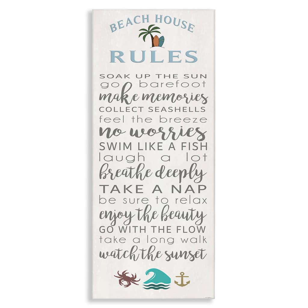 Stupell Fun Activities Beach House Rules Canvas Wall Art Design By Seven Trees Design