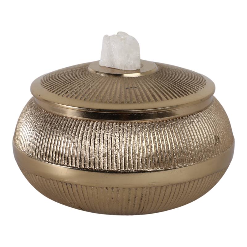 Aluminum Agate Decorative Object Stylish Lidded Textured Sculpture