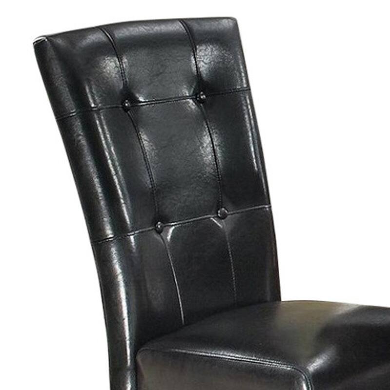 Leather Upholstered Dining Chair With Button Tufted Back Set Of 2 Black - 39 H x 19 W x 24 L Inches
