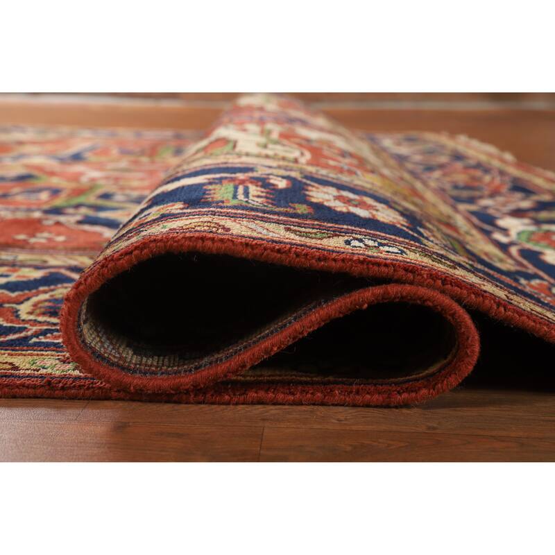Hand Knotted Oriental 100% Wool Carpet Traditional Medallion Oranges & Rust Heriz (serapi) Area Rug - 11' 10'' X 8' 11''