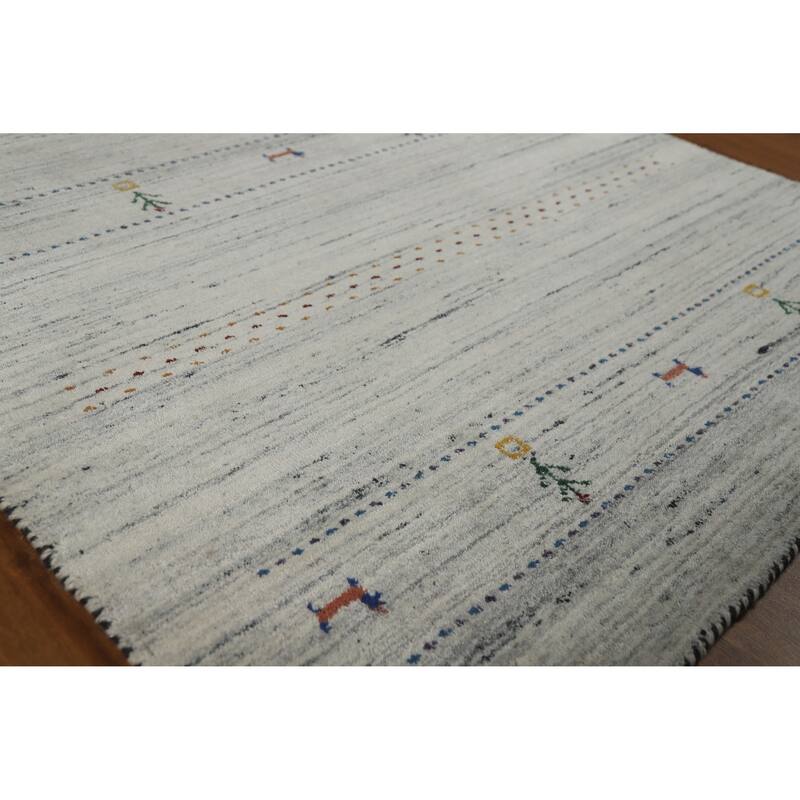 Gabbeh Indian Rug Handmade Wool Tribal Beige Carpet - 4'0" x 5'9" - 4'0" x 5'9" - Ivory/Beige