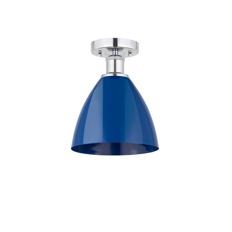 Innovations Lighting Edison Plymouth Dome - 1 Light 8" Semi-Flush Mount - Blue/Polished Chrome
