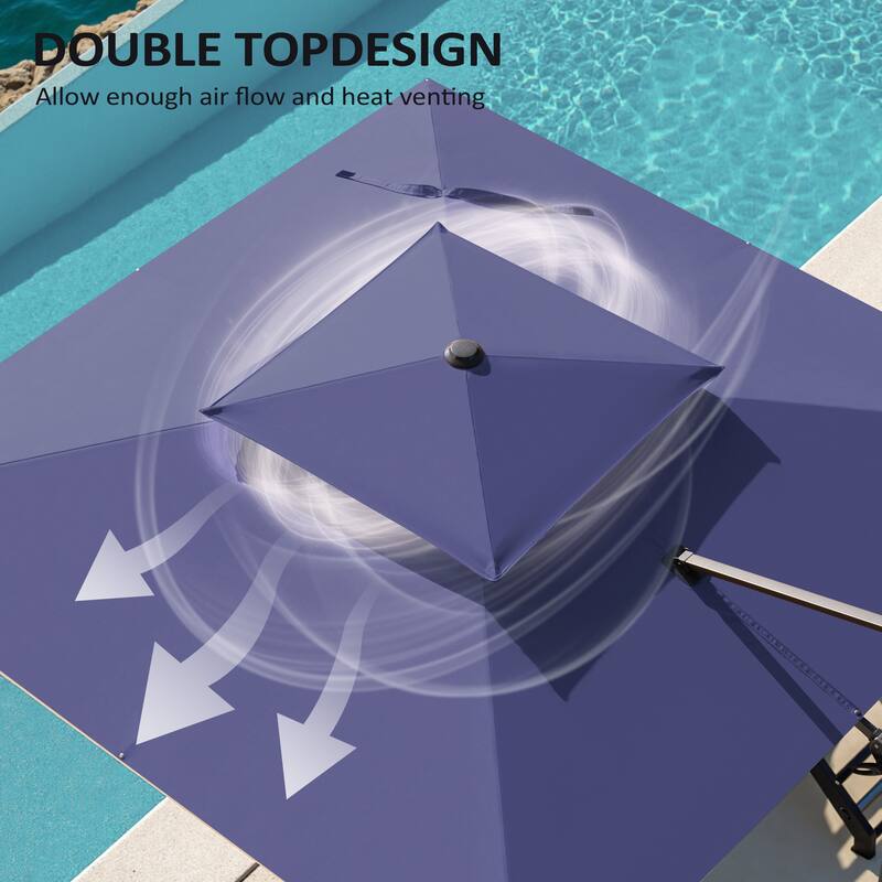 Pellebant 10'X10 FT Outdoor Patio Square Cantilever Umbrella with Double Top