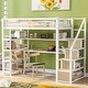 preview thumbnail 1 of 10, Twin Size Loft Kids Bed Frame with Staircase, Built-in Desk, and 4-Tier Storage Shelves for Optimal Space Utilization, White White