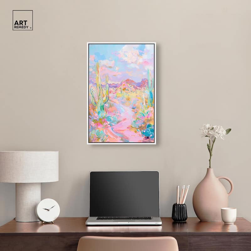 Pink and Teal Landscape Canvas by Art Remedy
