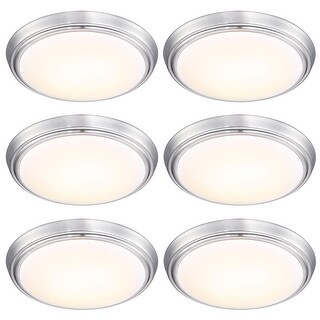 6 Pack 13-Inch LED Brushed Nickel Flush Mount Ceiling Light - 13" x 13 ...