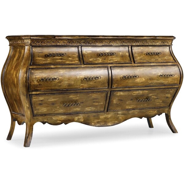 Hooker Furniture 3016-90002 68" Wide 7 Drawer Hardwood Dresser from the Sanctuary Collection - Bling Distressed Gold