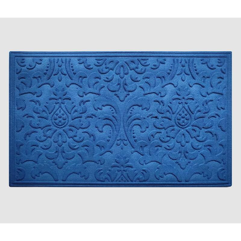 A1HC New All Weather Superior Dirt and Moisture Absorbing Polypropylene Door Mat with Non-Slip Backing for Inside Outside Use - 24"x36" - Blue Floral