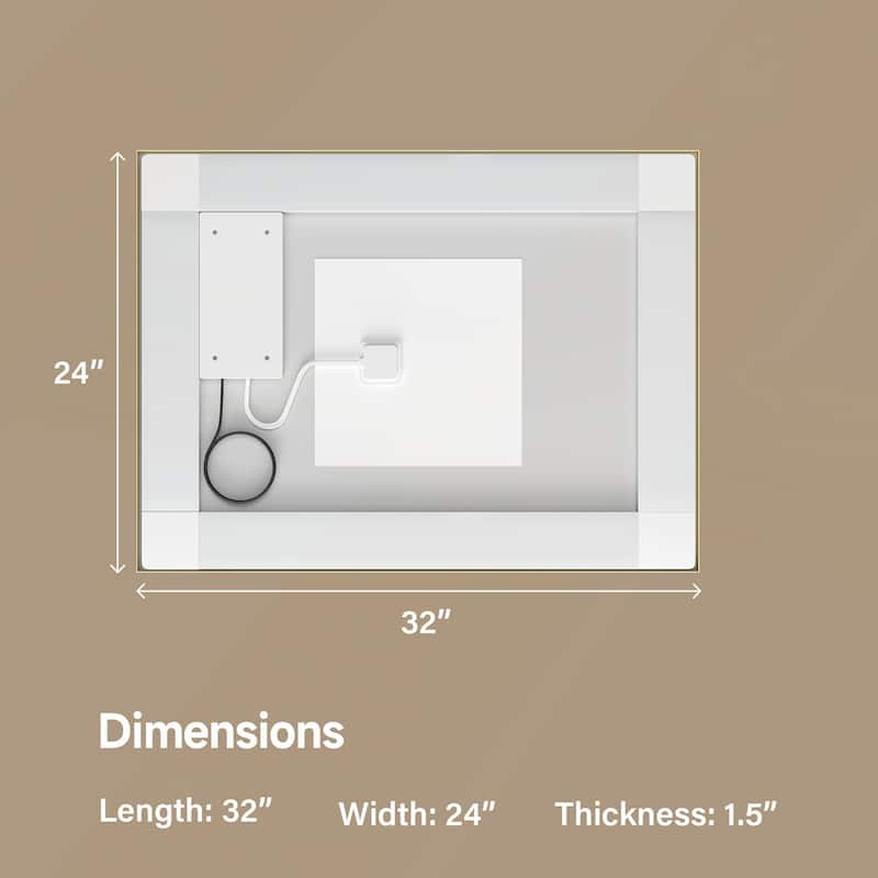 24x32 Gold Tempered MirrorDual LED Light