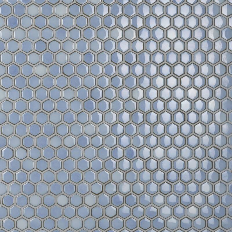 Merola Tile Hudson 1" Hex Frost Blue 11-7/8" x 13-1/4" Porcelain Floor and Wall Tile