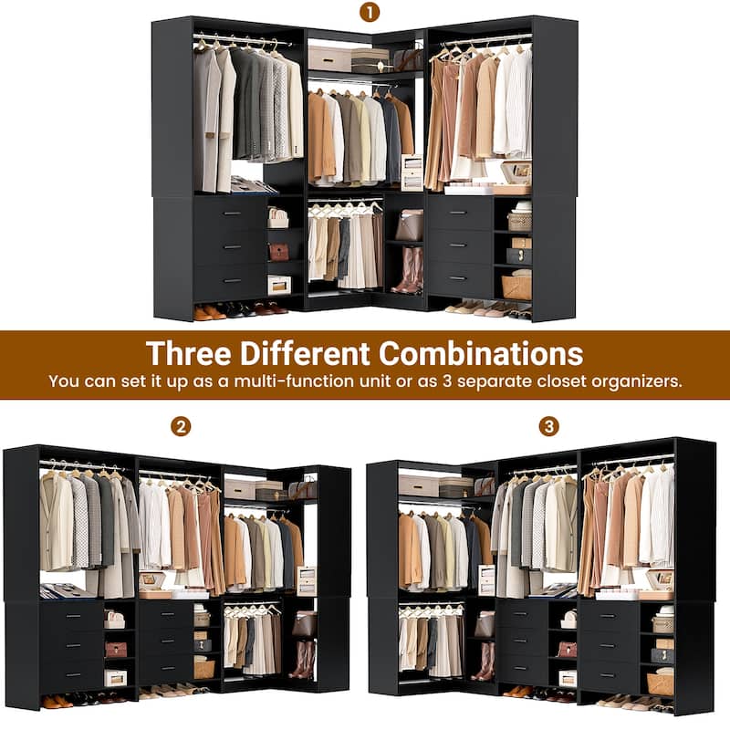 Cimly Set of 3 Freestanding Corner Closet System, Space-saving Closet Organizer for Walk-in/ Reach-in Closet
