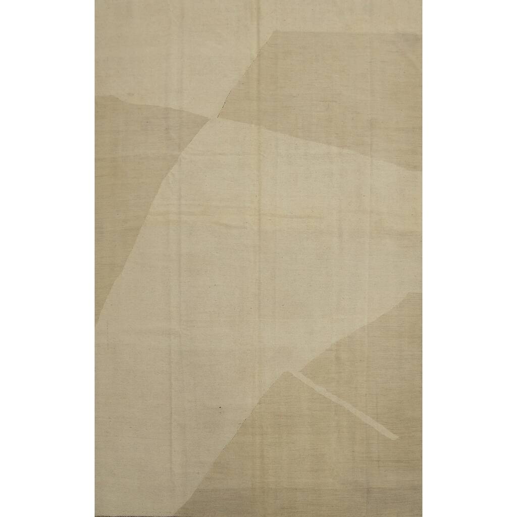 Hand Woven Oriental 100% Wool Carpet Southwestern Modern Beige & Ivories Kilim Area Rug - 9' 11'' X 6' 9''