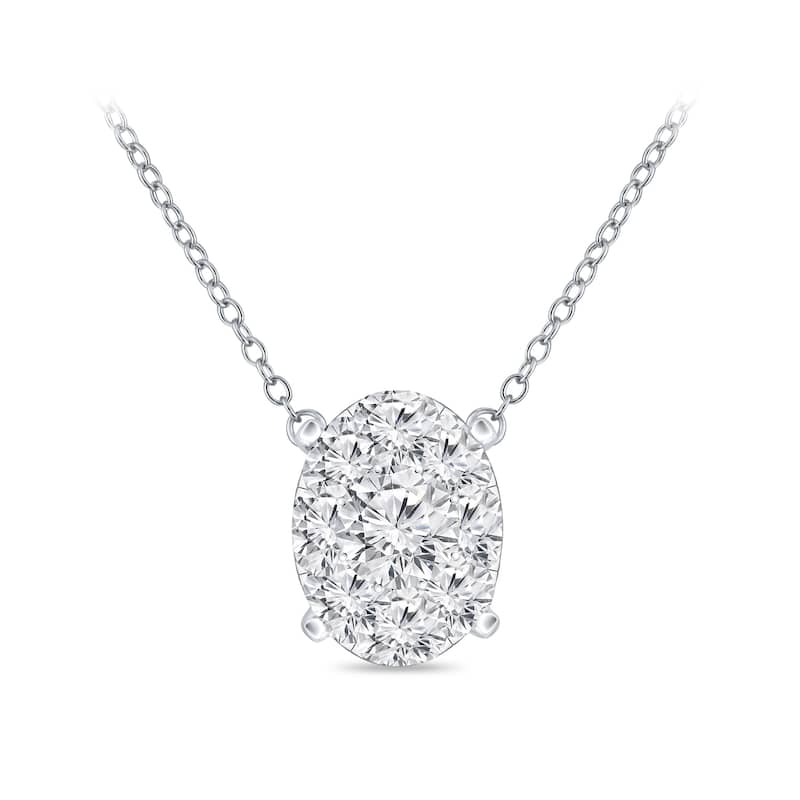 14k Gold Oval Shaped 1/8ct TDW Pave Diamond Necklace by Auriya (H-I, I1-I2)
