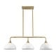 preview thumbnail 9 of 23, Potlid 3-Light Industrial Gold Linear Dome Pendant Lights for Kitchen Island/Dining Table