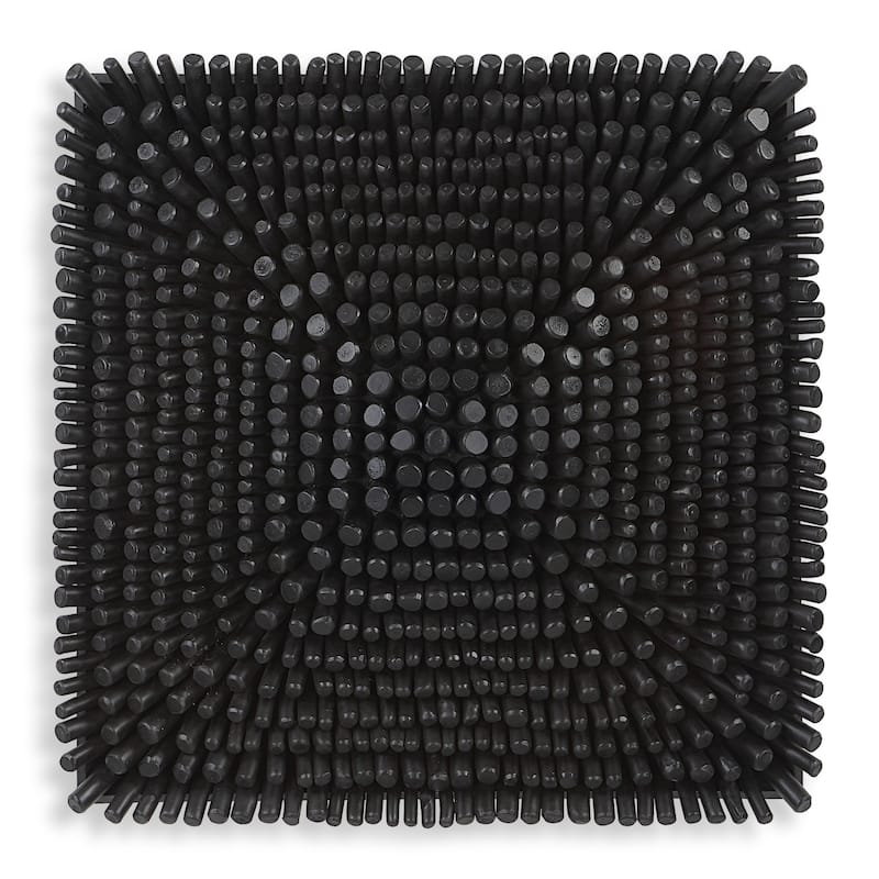 Wooden Square Panel Wall Decoration - 24" - Black