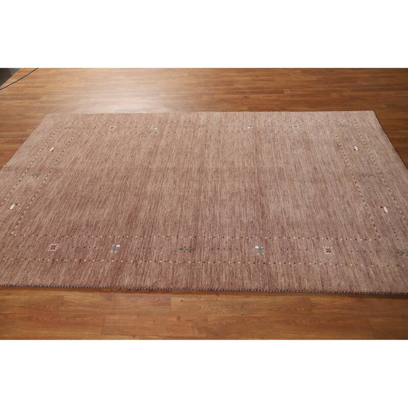 Hand Knotted Oriental 100% Wool Carpet Tribal Animal Pictorial Brown Gabbeh Area Rug - 7' 9'' X 4' 11''