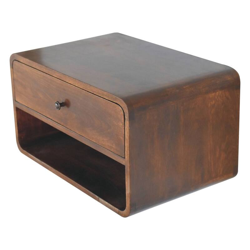 Artisan Furniture Solid Wood Large Chestnut Curve Floating Bedside
