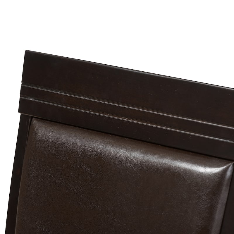 Modern Dark Brown Faux Leather Dining Chairs - Set of 2 - Stylish Armless Design - 38.19