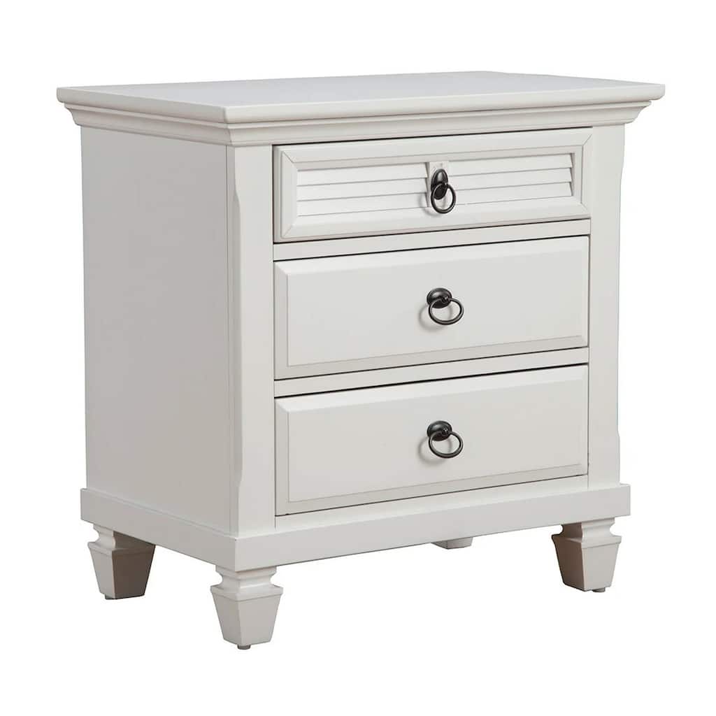 White 3 Drawer 28 in. W Nightstand with Sturdy Hardware and Ample Storage
