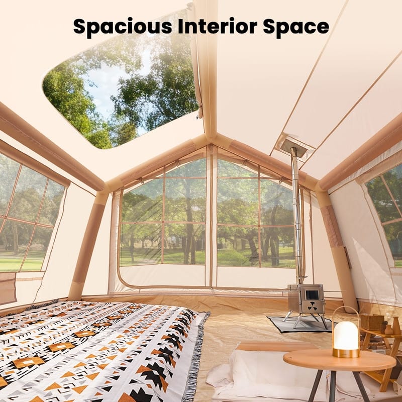 Inflatable Tents with Pump and Stove Jack, for Adult 4-6 Person