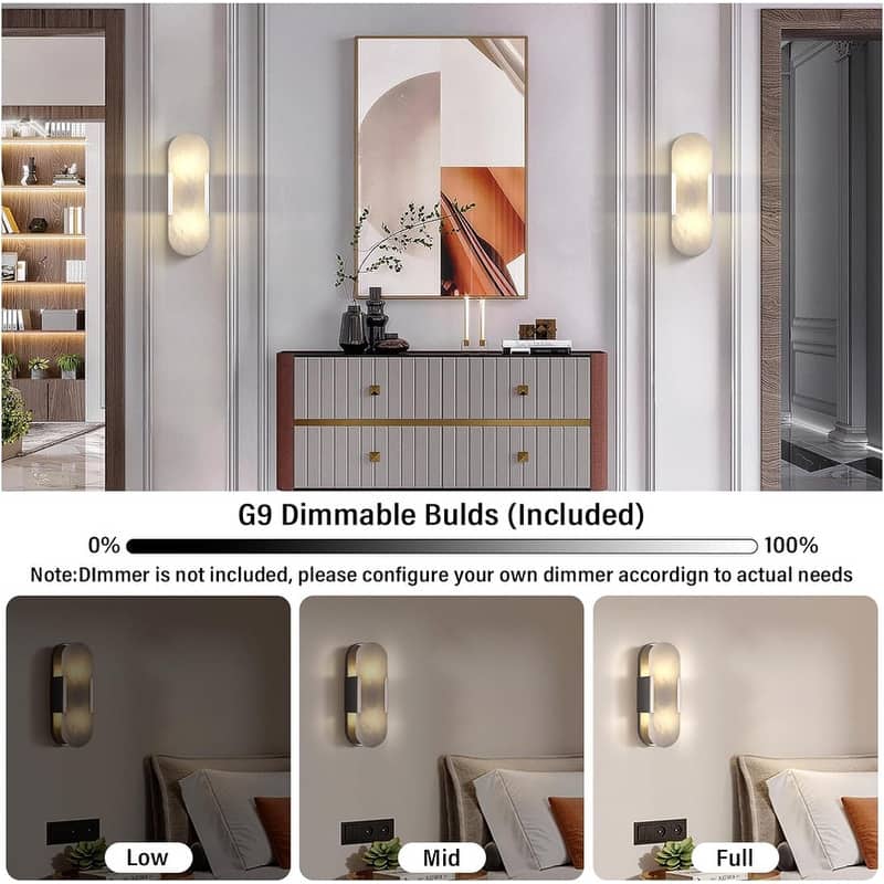 KAYLA 13.8 in. 2-Lights Gold Modern Vanity Light with Luxury Marble Shade(Set of 2)