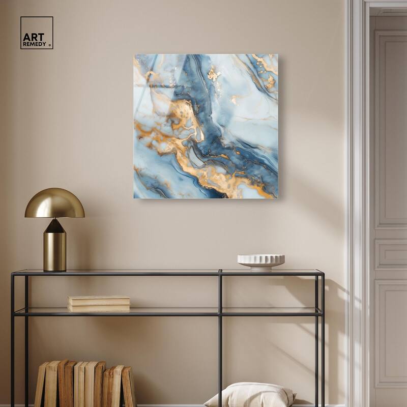 Golden Cloud Marble Acrylic by Art Remedy, Ready to Hang