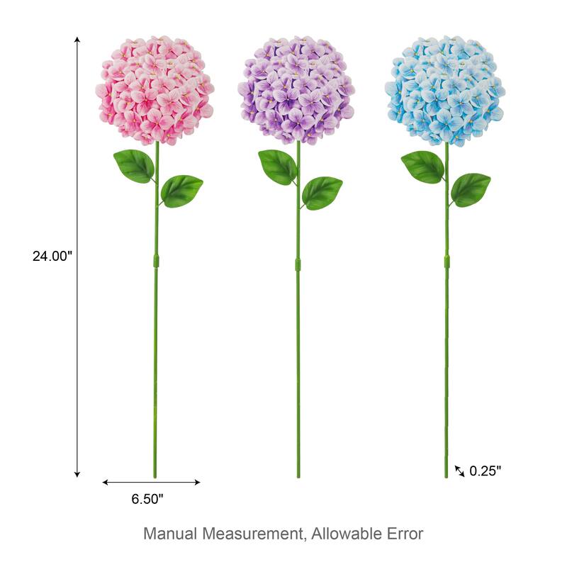 Glitzhome 10-Piece Metal Hydrangea Happy Face Flower Garden Stake Wall Decor