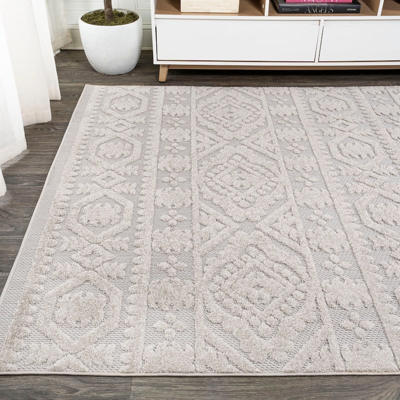 JONATHAN Y Jordan High-Low Pile Mediterranean Tile Indoor/Outdoor Area Rug