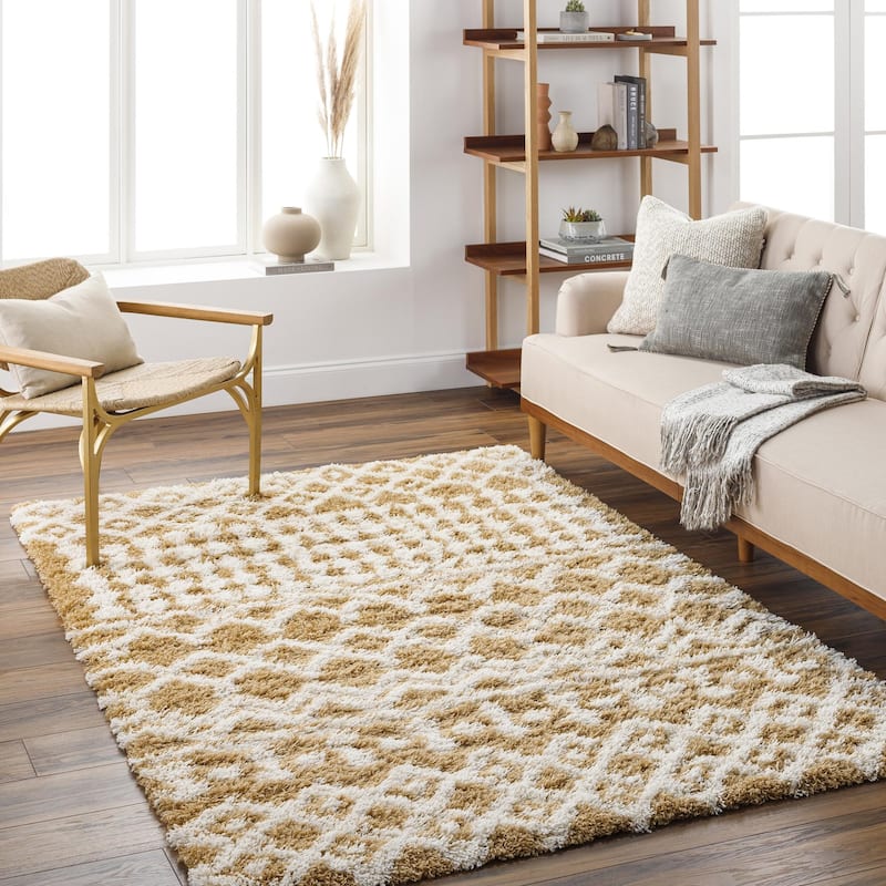 Livabliss Urban Shag Bohemian Tribal Area Rug - 7' 10" x 10' 2" - Mustard