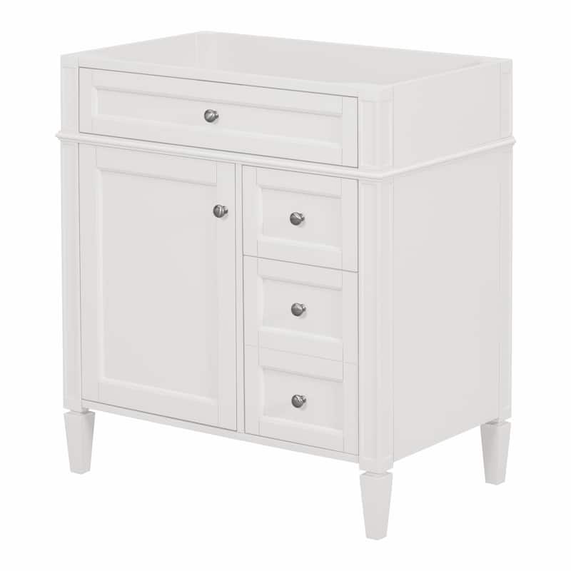GDFStudio - Merrow Modern Freestanding Bathroom Vanity with 2 Drawers and a Tip-out Drawer (NOT INCLUDE BASIN) - 29.3'W - White