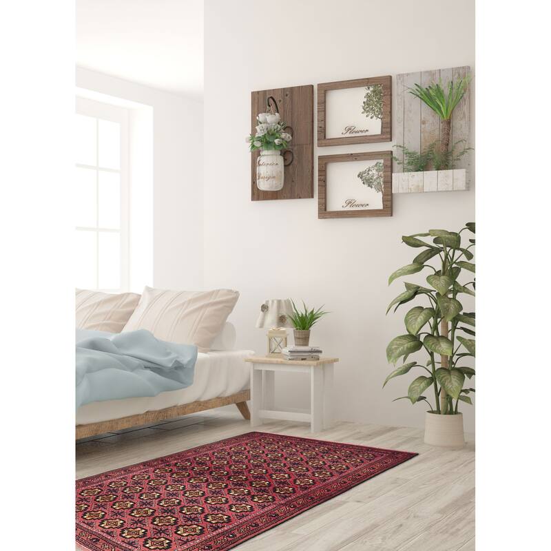 ECARPETGALLERY Hand-knotted Teimani Red Wool Rug - 3'5 x 6'4