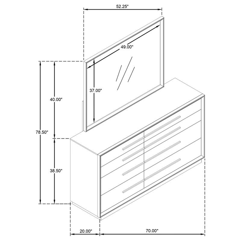 Durango 8-drawer Dresser and Mirror Taupe Oak