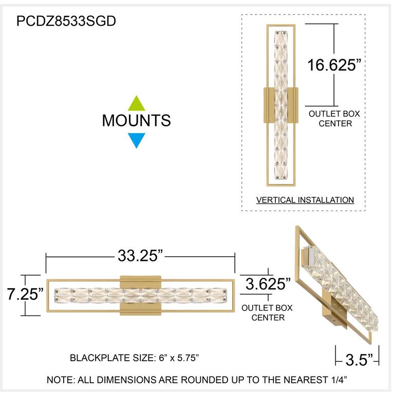 Dazzle Integrated LED Soft Gold Bath Light with CCT Switch