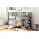 preview thumbnail 12 of 10, Contemporary Design Wood Bunk Bed with Staircase, Sturdy and Durable Frame, Maximized Storage Space, Grey