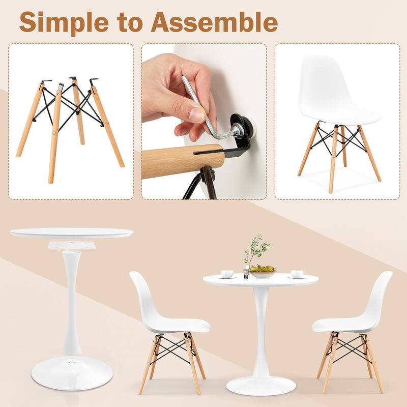 Gymax 5 PCS Dining Set Modern Round Dining Table 4 Chairs for Small