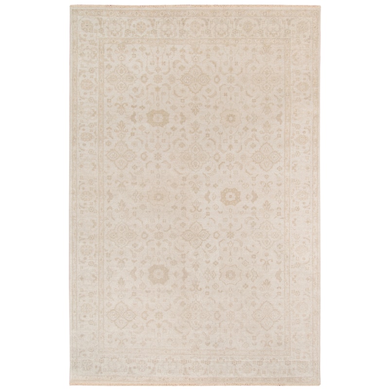 Ainsley Hand-Knotted 6x9 Bordered Wool Viscose Area Rug - 6' x 9' - 6' x 9' - Ivory